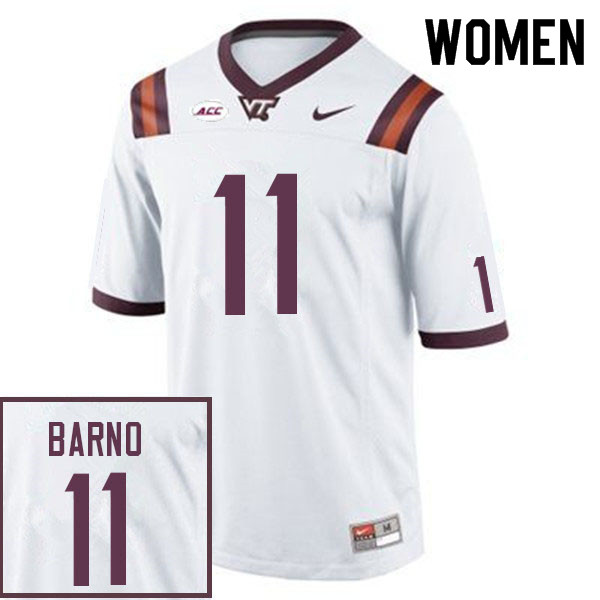 Women #11 Amare Barno Virginia Tech Hokies College Football Jerseys Sale-White